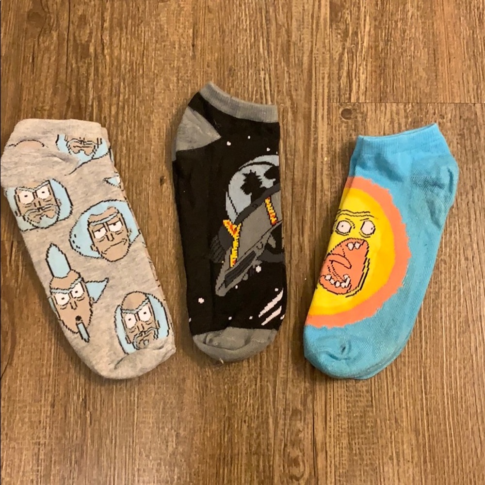 Rock and Morty themed ankle socks